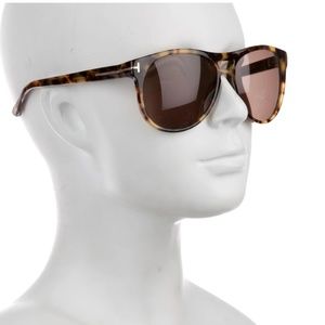 Tom Ford Yellow Tortoiseshell Round Sunglasses